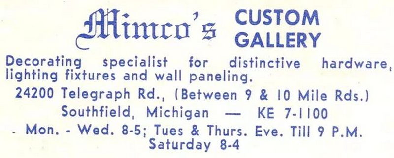 Mimcos Custom Gallery - Postcard Back (newer photo)